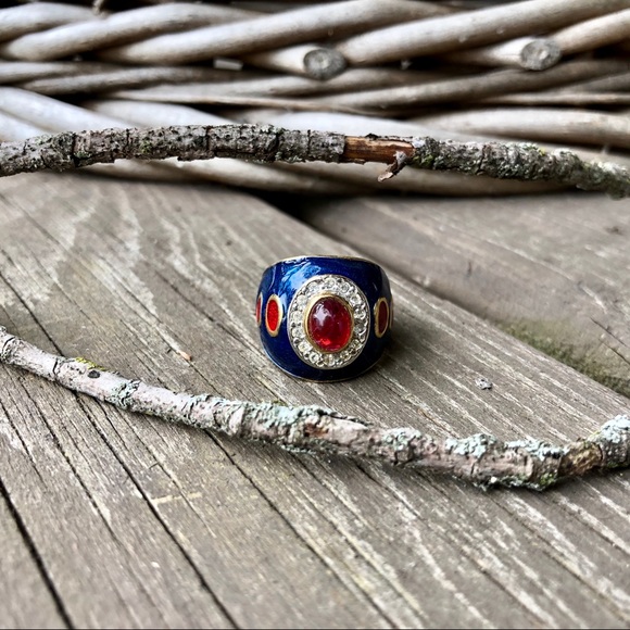 Jeweled enamel ring - Picture 2 of 6